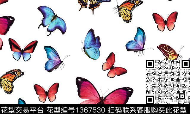 时尚女装蝴蝶数码印花华亿平台下载（图片编号: 1367530） - 瓦栏（Walan）