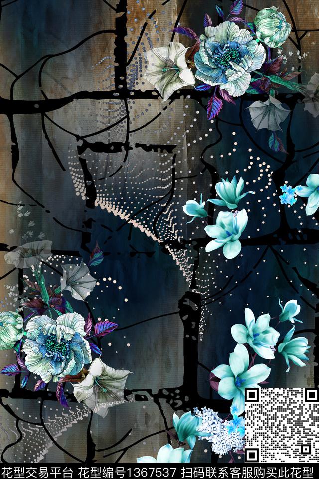 复古香云纱真丝数码印花华亿平台下载（图片编号: 1367537） - 瓦栏（Walan）