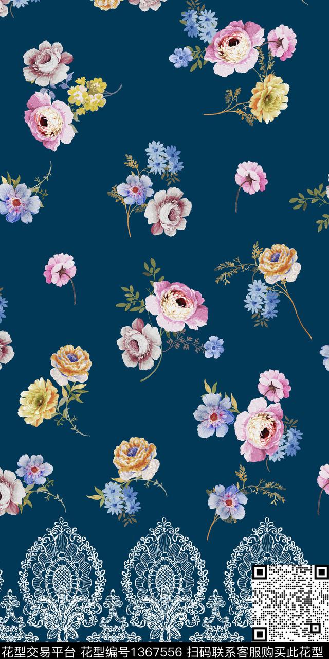 几何花卉图案数码印花华亿平台下载（图片编号: 1367556） - 瓦栏（Walan）