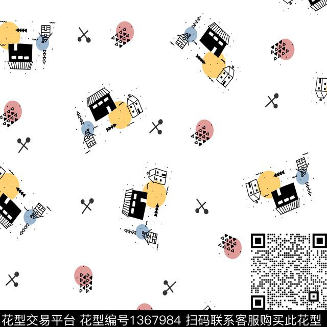 几何卡通动物小清新数码印花华亿平台下载（图片编号: 1367984） - 瓦栏（Walan）