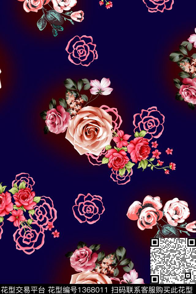 花卉纯底花朵中老年花数码印花华亿平台下载（图片编号: 1368011） - 瓦栏（Walan）