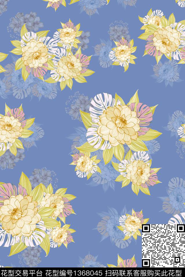 民族花卉大牌风年轻女性数码印花华亿平台下载（图片编号: 1368045） - 瓦栏（Walan）