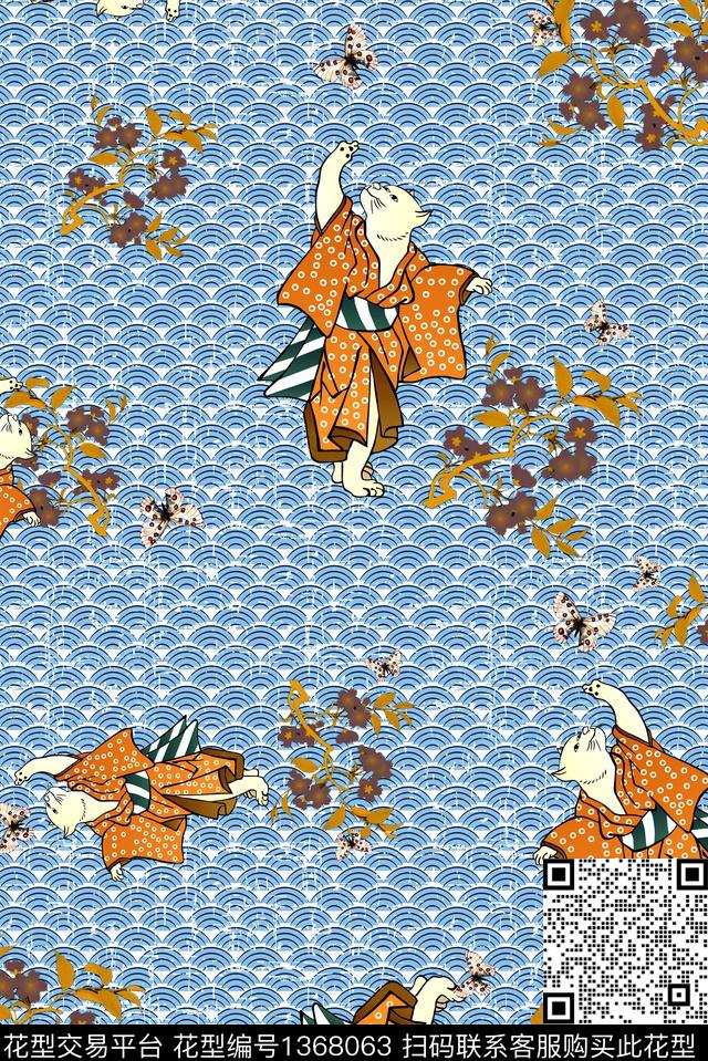 复古卡通动物花卉数码印花华亿平台下载（图片编号: 1368063） - 瓦栏（Walan）