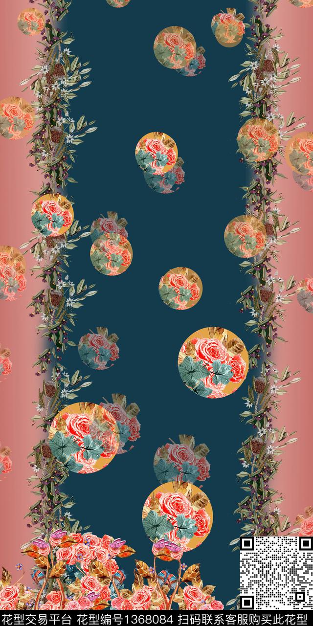 女装定位花民族风大牌风数码印花华亿平台下载（图片编号: 1368084） - 瓦栏（Walan）