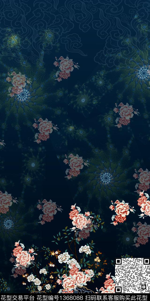 女装定位花民族风大牌风数码印花华亿平台下载（图片编号: 1368088） - 瓦栏（Walan）