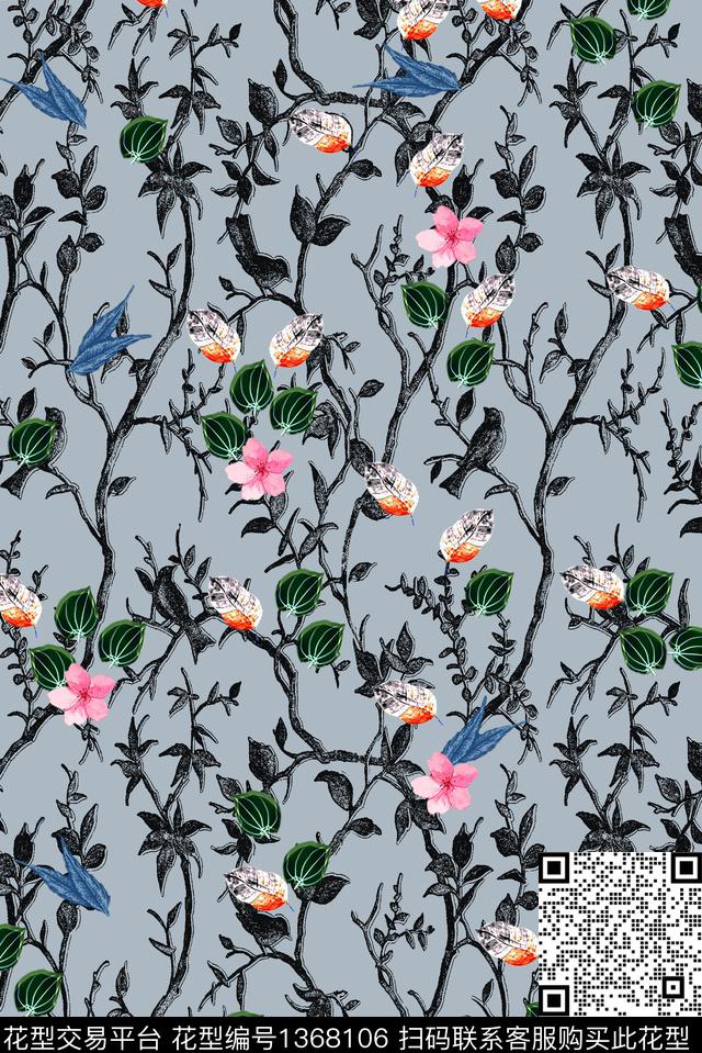 定位花民族风大牌风数码印花华亿平台下载（图片编号: 1368106） - 瓦栏（Walan）