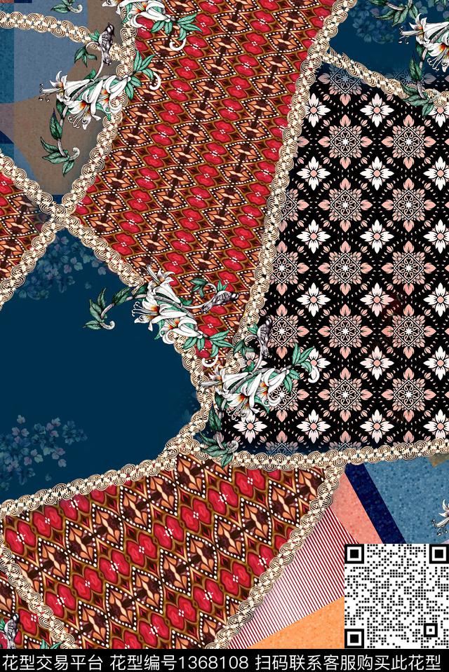 民族风大牌风年轻女性数码印花华亿平台下载（图片编号: 1368108） - 瓦栏（Walan）