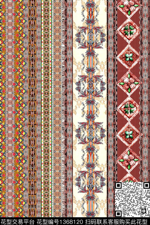 格子民族风大牌风数码印花华亿平台下载（图片编号: 1368120） - 瓦栏（Walan）
