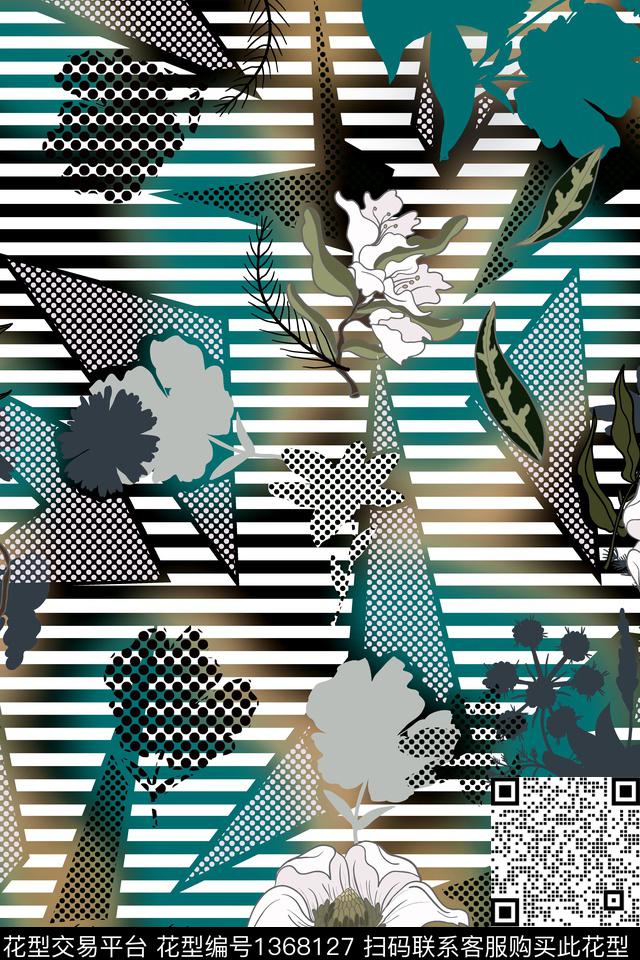 几何大牌风抽象数码印花华亿平台下载（图片编号: 1368127） - 瓦栏（Walan）