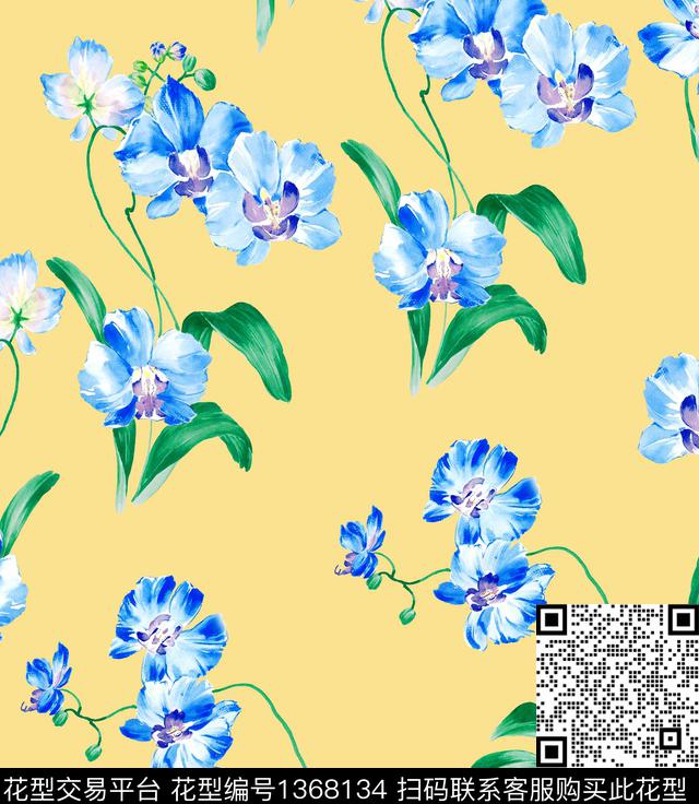 樱桃兰花大牌风数码印花华亿平台下载（图片编号: 1368134） - 瓦栏（Walan）