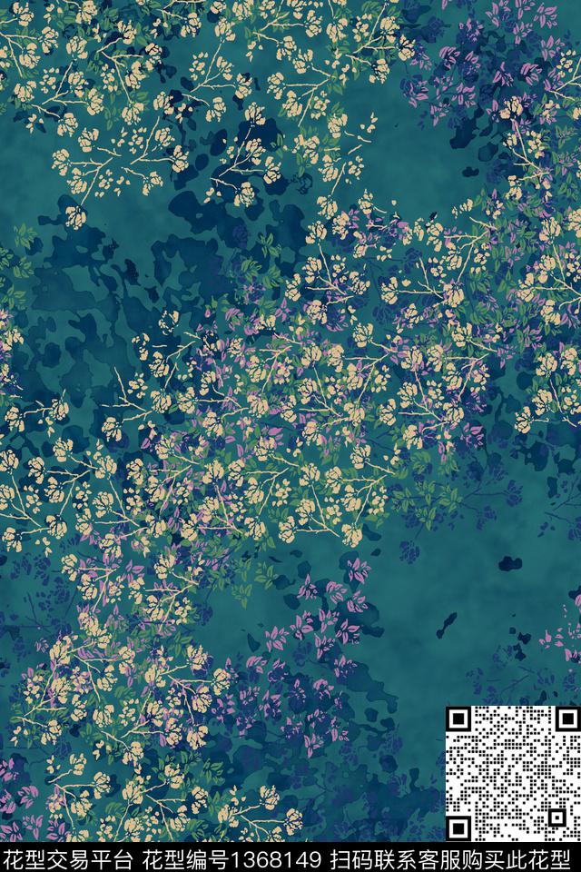 花卉抽象小碎花数码印花华亿平台下载（图片编号: 1368149） - 瓦栏（Walan）