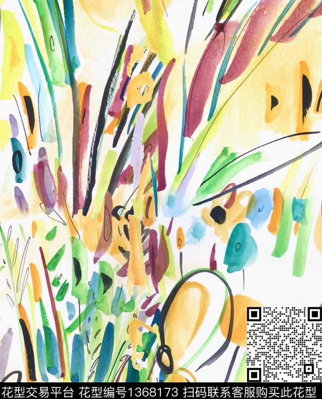 笔触抽象绘画抽象数码印花华亿平台下载（图片编号: 1368173） - 瓦栏（Walan）