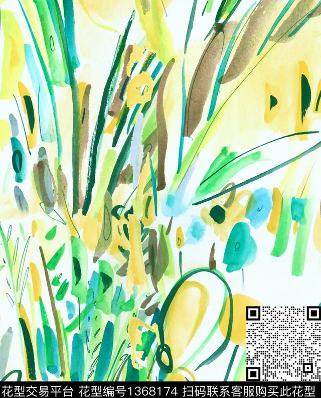 笔触蝴蝶抽象绘画数码印花华亿平台下载（图片编号: 1368174） - 瓦栏（Walan）