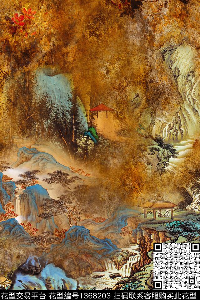 定位花民族风大牌风数码印花华亿平台下载（图片编号: 1368203） - 瓦栏（Walan）