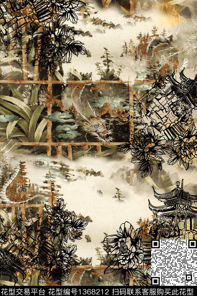 民族风大牌风风景景观数码印花华亿平台下载（图片编号: 1368212） - 瓦栏（Walan）