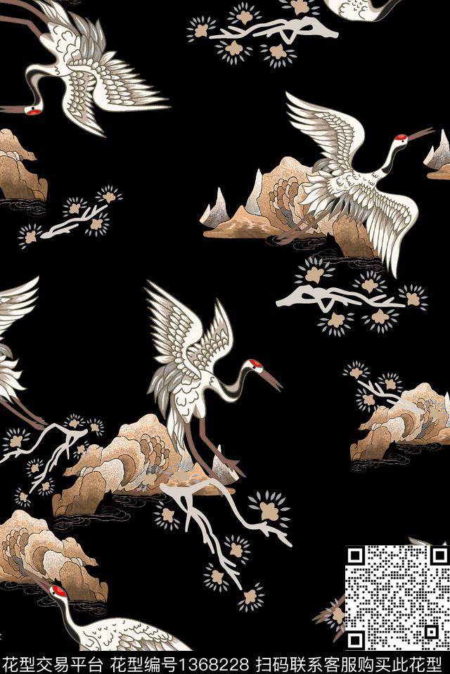 仙鹤中老年中国风数码印花华亿平台下载（图片编号: 1368228） - 瓦栏（Walan）