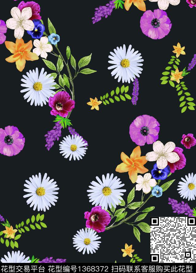 数码华亿平台女装花卉数码印花华亿平台下载（图片编号: 1368372） - 瓦栏（Walan）