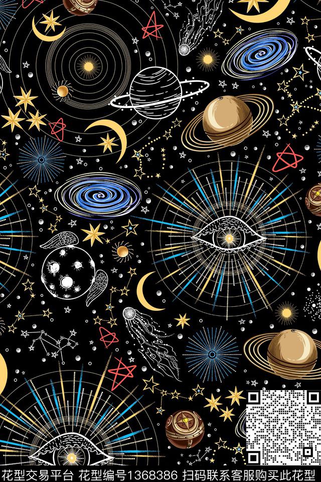 星空几何宇宙数码印花华亿平台下载（图片编号: 1368386） - 瓦栏（Walan）
