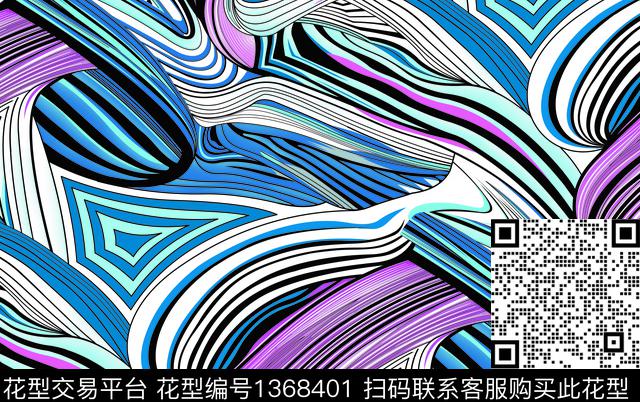 时尚线条条格数码印花华亿平台下载（图片编号: 1368401） - 瓦栏（Walan）