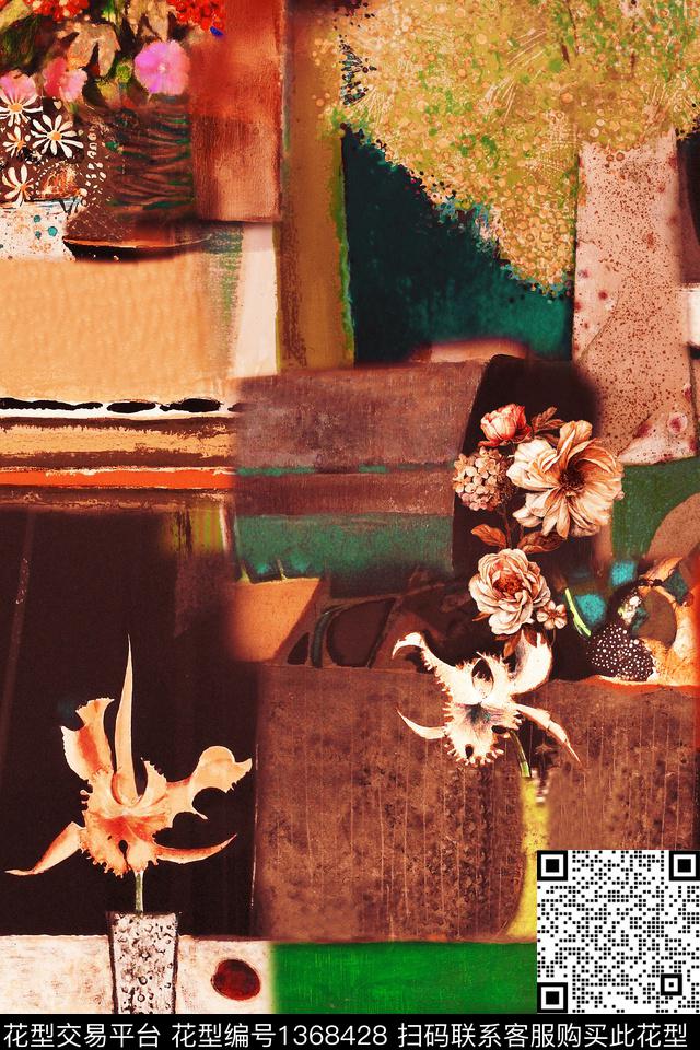 香云纱抽象中老年数码印花华亿平台下载（图片编号: 1368428） - 瓦栏（Walan）