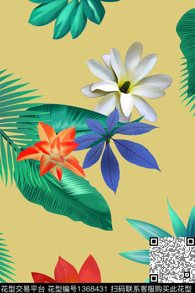 花卉春夏华亿平台热带华亿平台数码印花华亿平台下载（图片编号: 1368431） - 瓦栏（Walan）