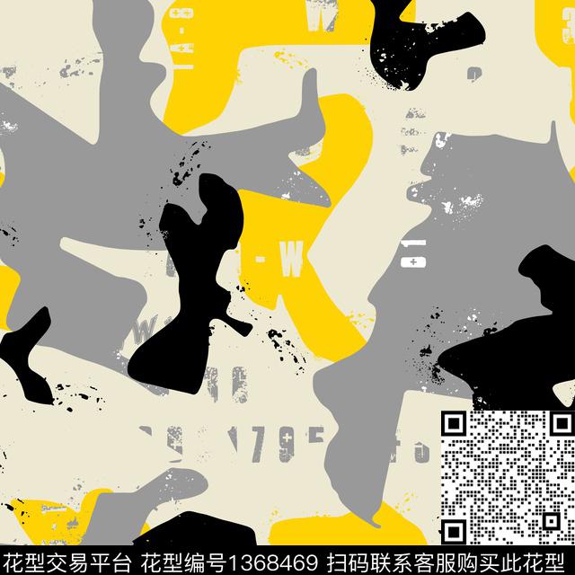 几何字母抽象男装传统印花华亿平台下载（图片编号: 1368469） - 瓦栏（Walan）