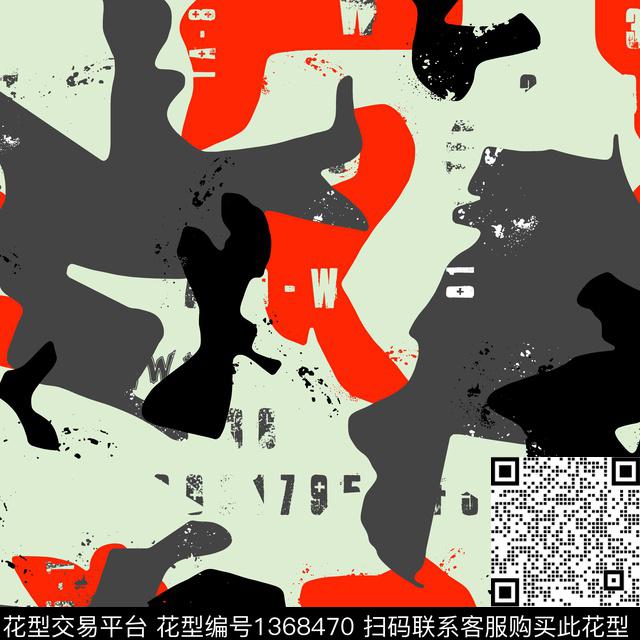 几何字母抽象男装传统印花华亿平台下载（图片编号: 1368470） - 瓦栏（Walan）