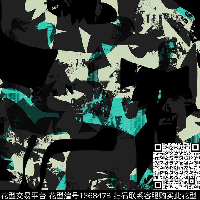 几何字母抽象男装传统印花华亿平台下载（图片编号: 1368478） - 瓦栏（Walan）