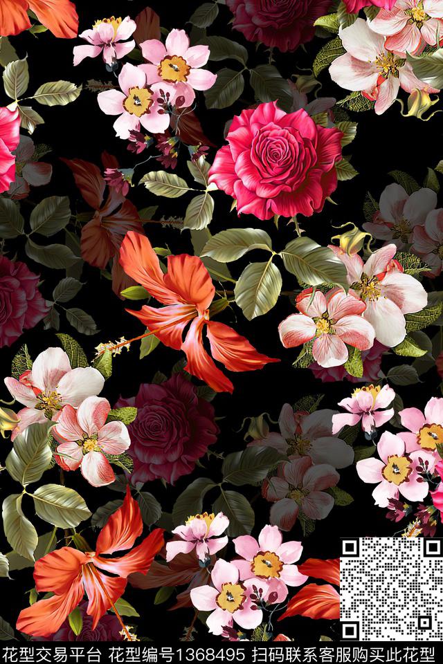 时尚数码华亿平台花卉数码印花华亿平台下载（图片编号: 1368495） - 瓦栏（Walan）