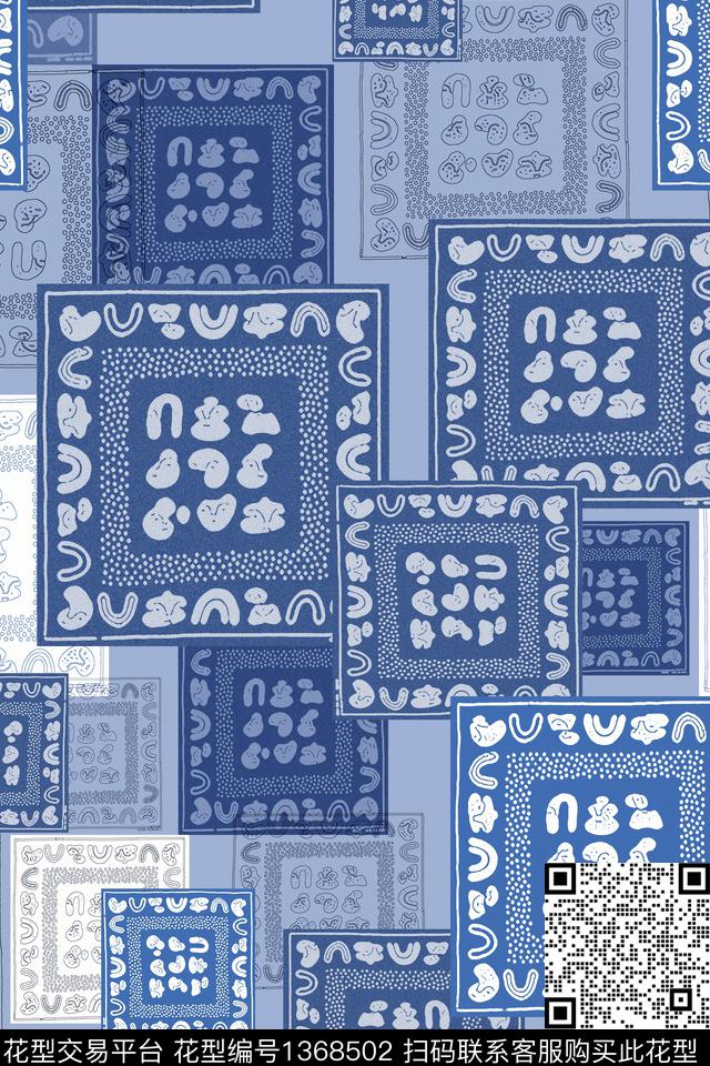 几何抽象帕巾印花传统印花华亿平台下载（图片编号: 1368502） - 瓦栏（Walan）