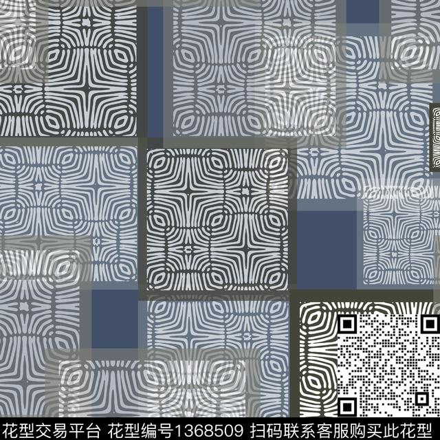 几何抽象大牌男装数码印花华亿平台下载（图片编号: 1368509） - 瓦栏（Walan）