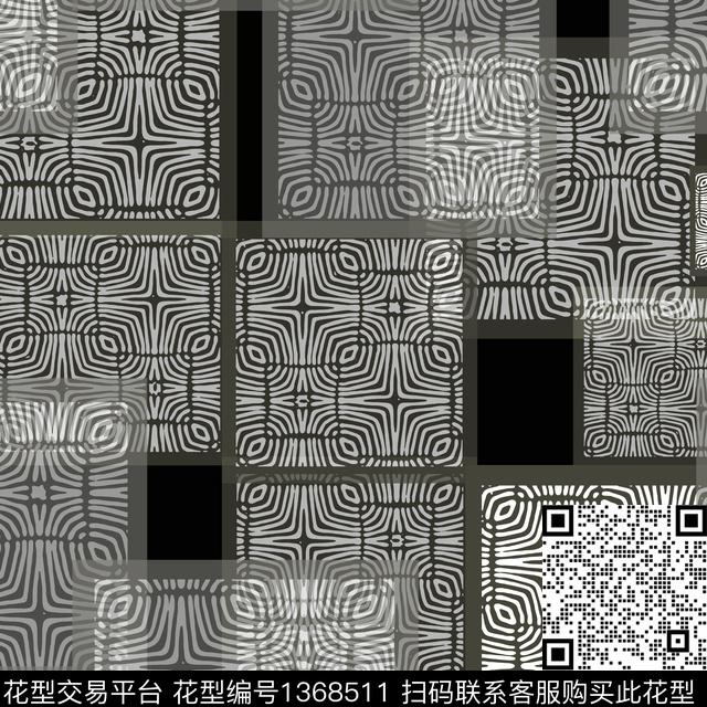 几何抽象大牌男装数码印花华亿平台下载（图片编号: 1368511） - 瓦栏（Walan）