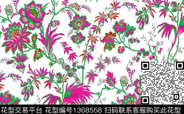 绿植树叶大牌风小碎花传统印花华亿平台下载（图片编号: 1368558） - 瓦栏（Walan）