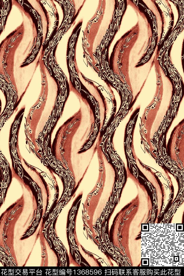 茉莉花绿植树叶条纹数码印花华亿平台下载（图片编号: 1368596） - 瓦栏（Walan）