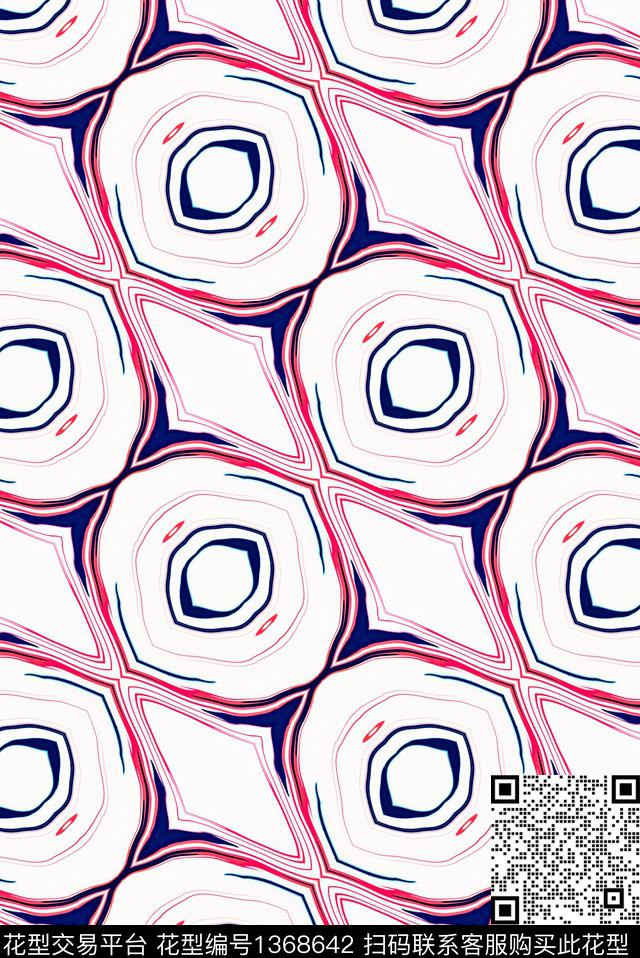 复古趣味几何数码印花华亿平台下载（图片编号: 1368642） - 瓦栏（Walan）