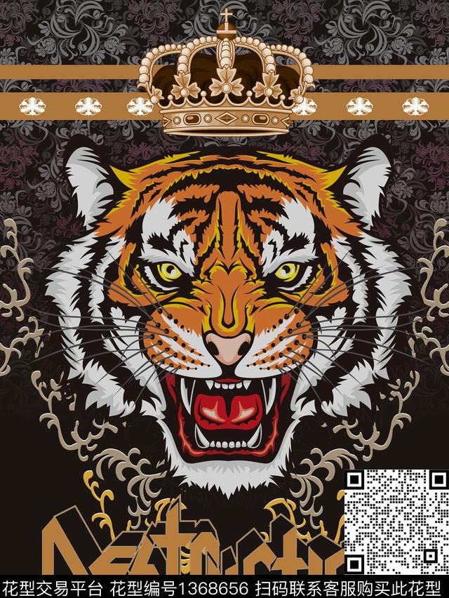 胸前独幅男装定位花欧式定位花数码印花华亿平台下载（图片编号: 1368656） - 瓦栏（Walan）