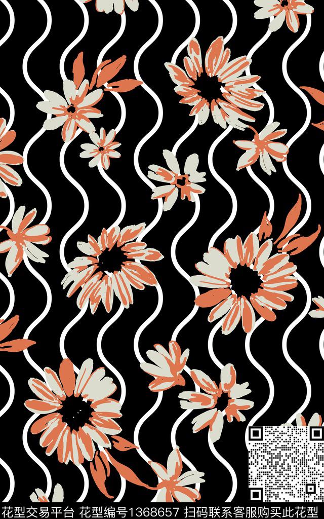 花卉大牌风小雏菊传统印花华亿平台下载（图片编号: 1368657） - 瓦栏（Walan）