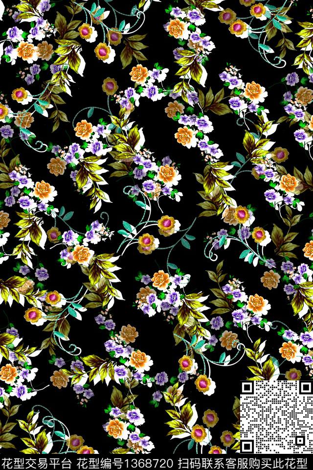 数码华亿平台花卉满版散花数码印花华亿平台下载（图片编号: 1368720） - 瓦栏（Walan）