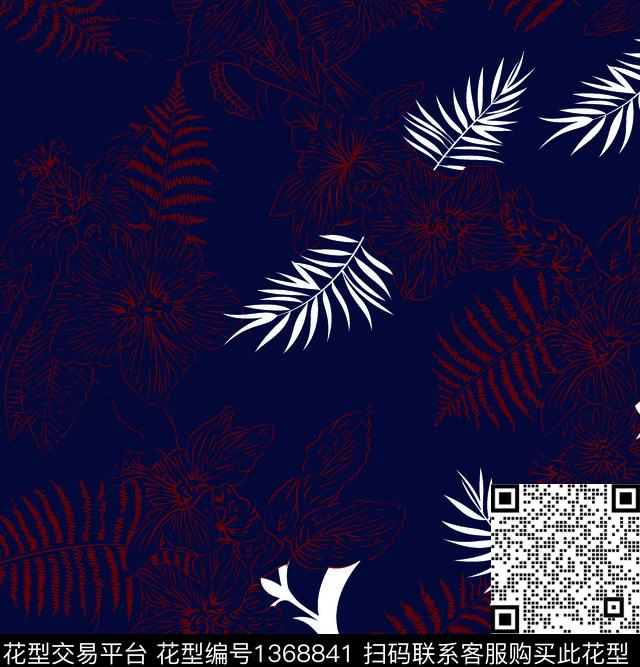 几何树枝花卉传统印花华亿平台下载（图片编号: 1368841） - 瓦栏（Walan）