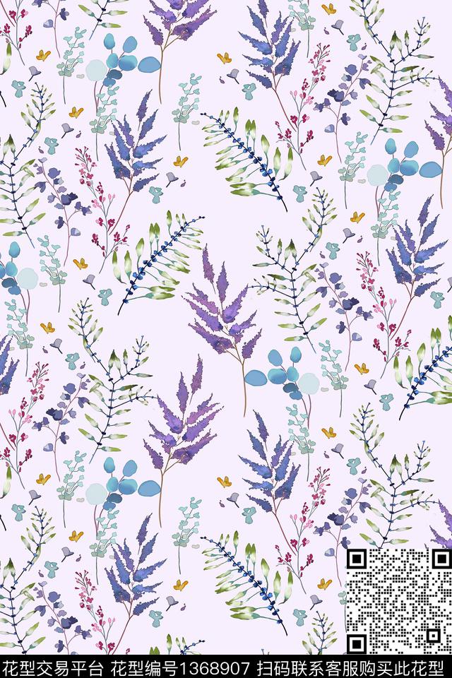 绿植树叶花卉大牌风数码印花华亿平台下载（图片编号: 1368907） - 瓦栏（Walan）