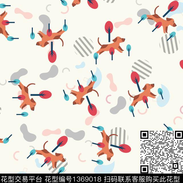 几何卡通动物卡通数码印花华亿平台下载（图片编号: 1369018） - 瓦栏（Walan）