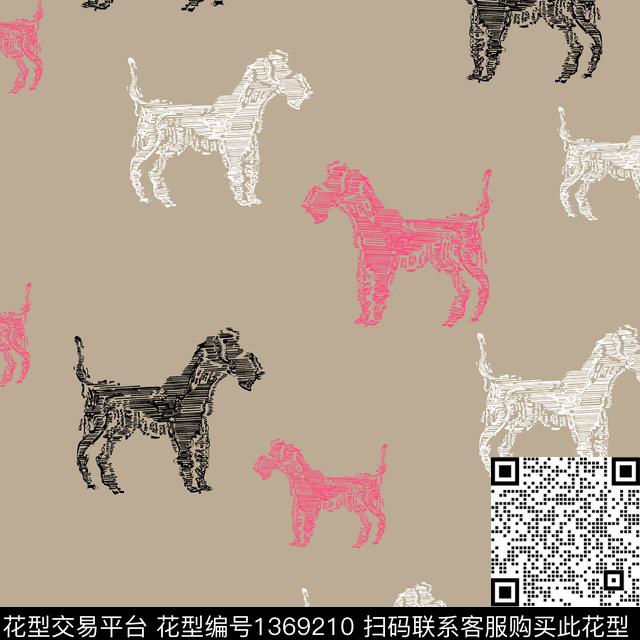 可爱卡通动物狗数码印花华亿平台下载（图片编号: 1369210） - 瓦栏（Walan）