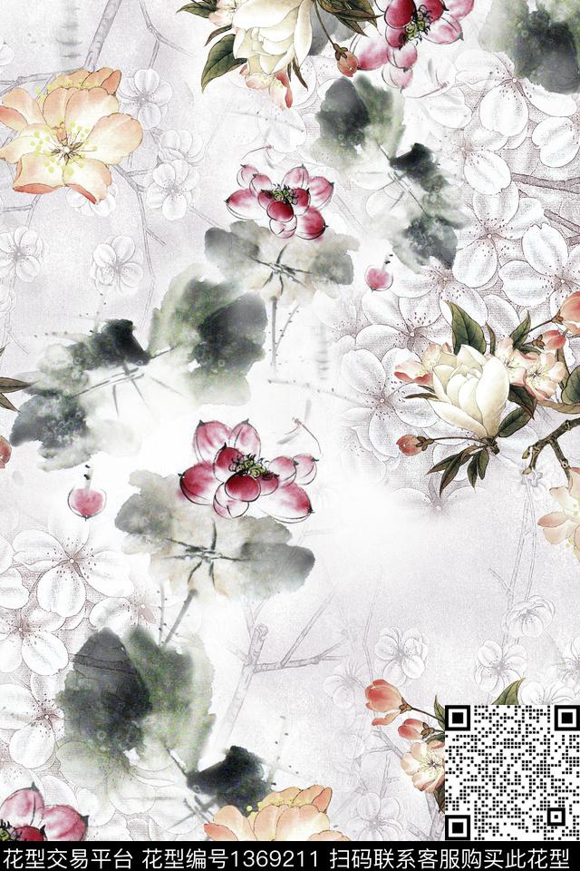 旗袍香云纱真丝数码印花华亿平台下载（图片编号: 1369211） - 瓦栏（Walan）