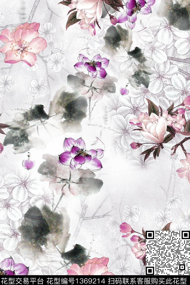 旗袍香云纱真丝数码印花华亿平台下载（图片编号: 1369214） - 瓦栏（Walan）