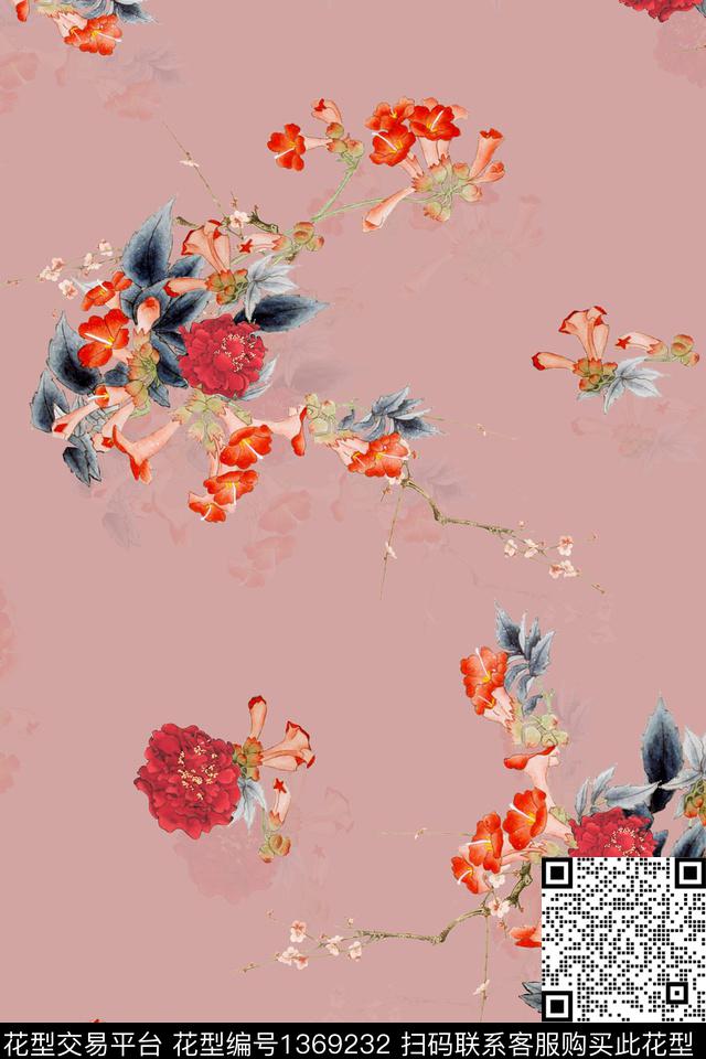 旗袍香云纱真丝数码印花华亿平台下载（图片编号: 1369232） - 瓦栏（Walan）