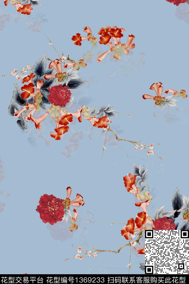 旗袍香云纱真丝数码印花华亿平台下载（图片编号: 1369233） - 瓦栏（Walan）