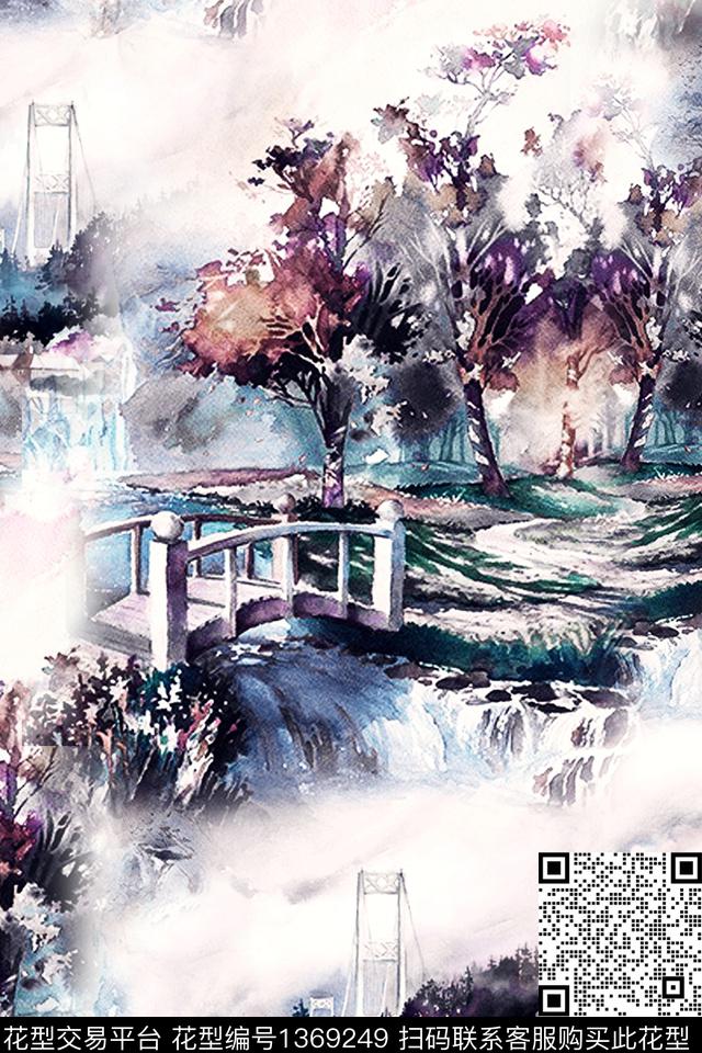 旗袍香云纱真丝数码印花华亿平台下载（图片编号: 1369249） - 瓦栏（Walan）