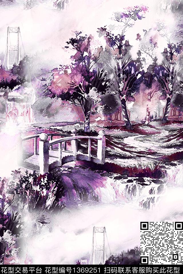 旗袍香云纱真丝数码印花华亿平台下载（图片编号: 1369251） - 瓦栏（Walan）