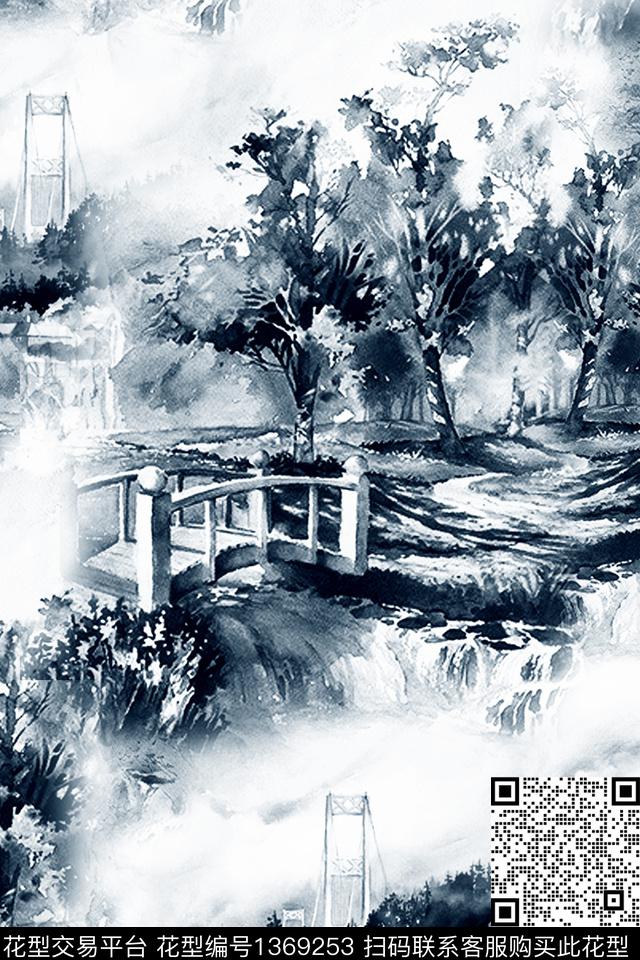 旗袍香云纱真丝数码印花华亿平台下载（图片编号: 1369253） - 瓦栏（Walan）