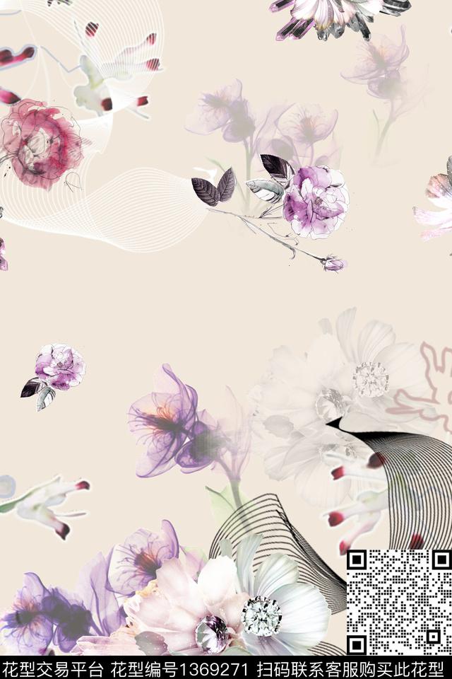 旗袍香云纱真丝数码印花华亿平台下载（图片编号: 1369271） - 瓦栏（Walan）